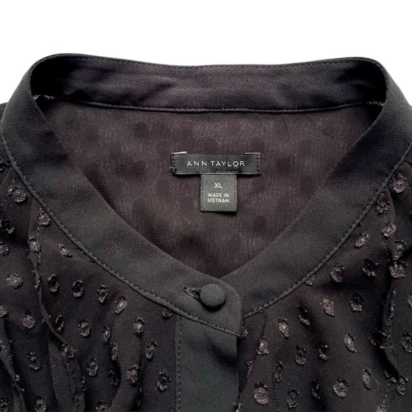 Ann Taylor Textured Ruffle Button Up Blouse - Picture 2 of 4